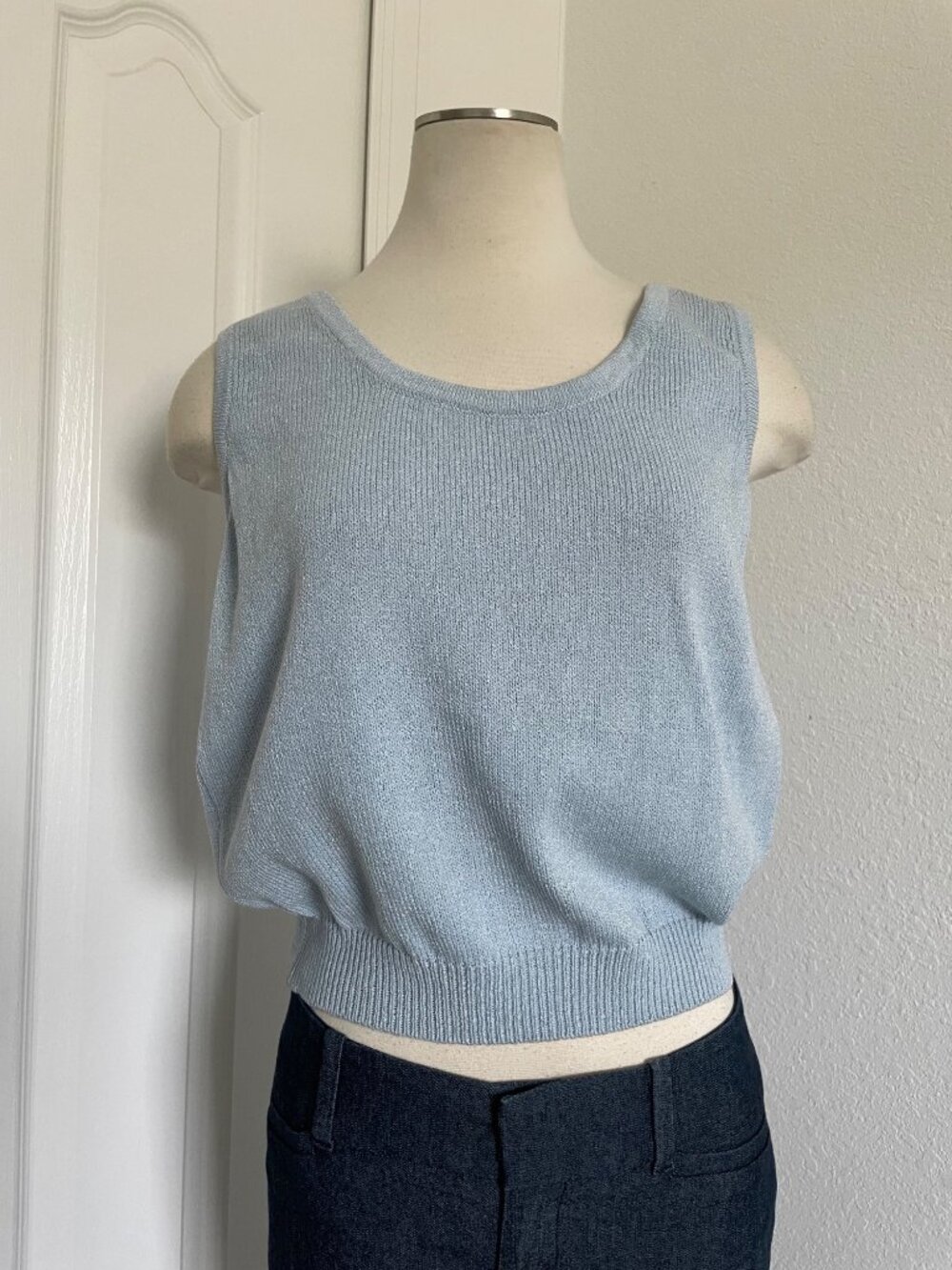 Vintage St. John Collection Baby Blue Santana Knit Tank Top Women’s Size Medium